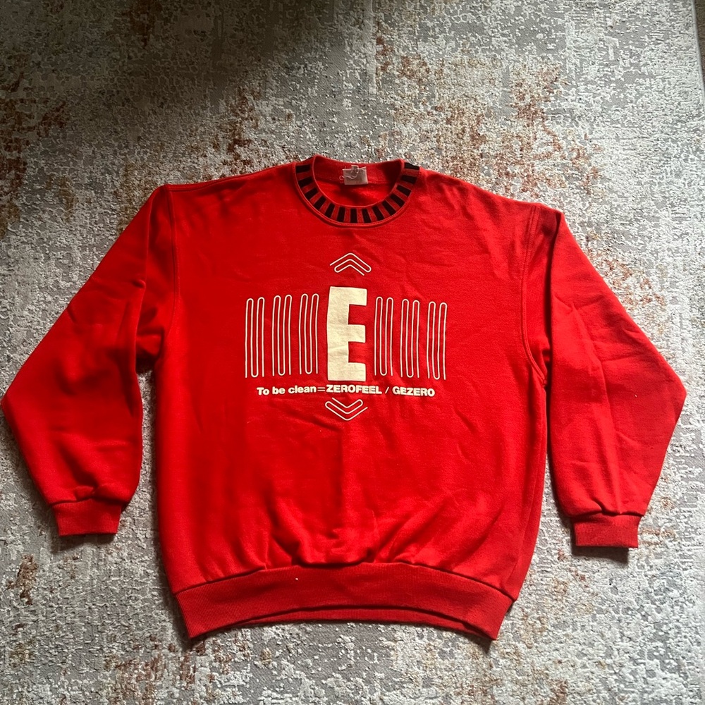 Vintage Rare Asics Gezero Red Crewneck Sweater with Graphic
